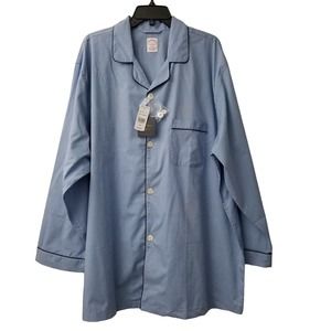 Brooks Brothers Mens Long Sleeve Pajama Top Wrinkle Resistant Blue XXL NWT